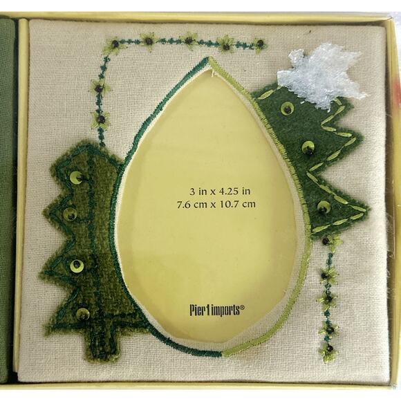 Pier 1 Imports Picture Frames Set 3 Cloth Beaded Holiday Homespun Christmas - Picture 4 of 7